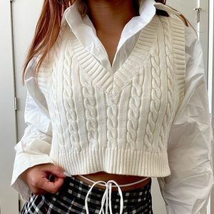 Cream Sydney Cropped Sweater Vest
